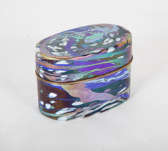 A Blue Multi Colored Art Glass Box by Well Known Glass Artist Jack Ink