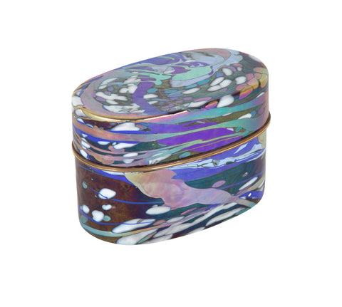 A Blue Multi Colored Art Glass Box by Well Known Glass Artist Jack Ink