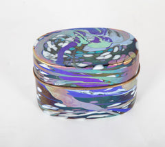 A Blue Multi Colored Art Glass Box by Well Known Glass Artist Jack Ink