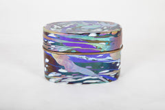 A Blue Multi Colored Art Glass Box by Well Known Glass Artist Jack Ink