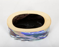 A Blue Multi Colored Art Glass Box by Well Known Glass Artist Jack Ink