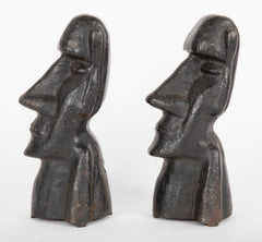 20th Century Cast Iron Andirons in the Form of the Easter Islands Stone Statues