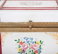 A Unique 19th Century White Opaline Glass Box with Red Cuts