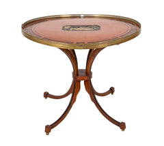 English Neoclassical Oval Mahogany Table with Inlaid Chinese Decorative Scene