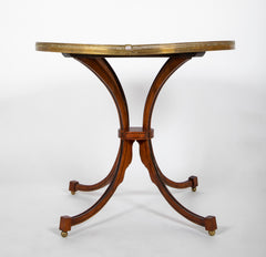 English Neoclassical Oval Mahogany Table with Inlaid Chinese Decorative Scene