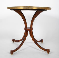 English Neoclassical Oval Mahogany Table with Inlaid Chinese Decorative Scene