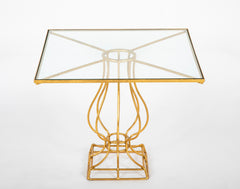 Pair of Mid-Century Gilt Iron Glass Top Tables