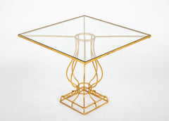 Pair of Mid-Century Gilt Iron Glass Top Tables