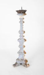 Pair of Carved Altar Sticks in White/Gilt Finish