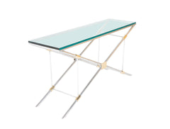 A John Vesey Console Table of Aluminium, Glass and Brass