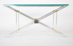 A John Vesey Console Table of Aluminium, Glass and Brass