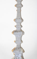 Pair of Carved Altar Sticks in White/Gilt Finish