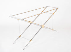 A John Vesey Console Table of Aluminium, Glass and Brass