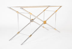 A John Vesey Console Table of Aluminium, Glass and Brass