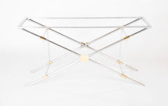 A John Vesey Console Table of Aluminium, Glass and Brass