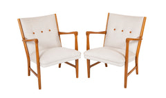 Pair of Mid-Century Danish Beechwood Easy Chairs