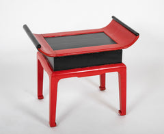 Vintage French Red and Black Lacquer Table