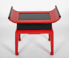 Vintage French Red and Black Lacquer Table