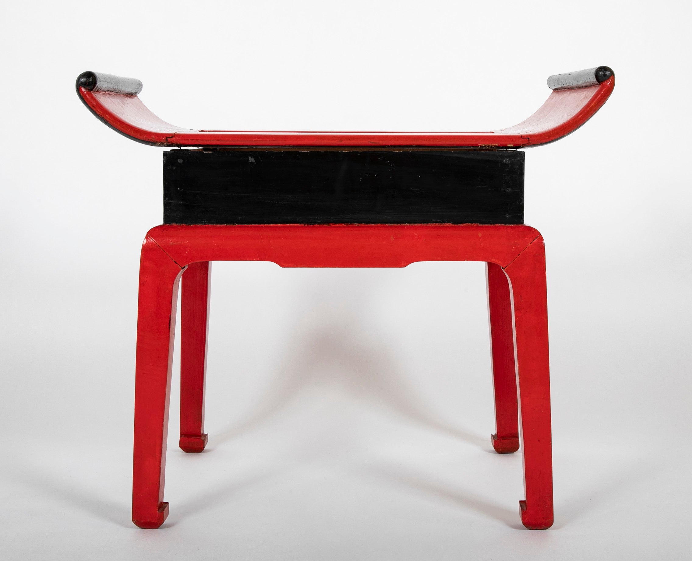 Vintage French Red and Black Lacquer Table