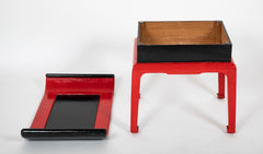 Vintage French Red and Black Lacquer Table