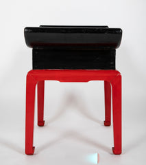 Vintage French Red and Black Lacquer Table