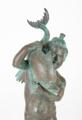 Bronze Fountain of a Putti Carrying a Dolphin