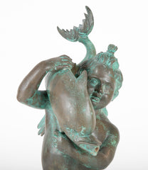 Bronze Fountain of a Putti Carrying a Dolphin