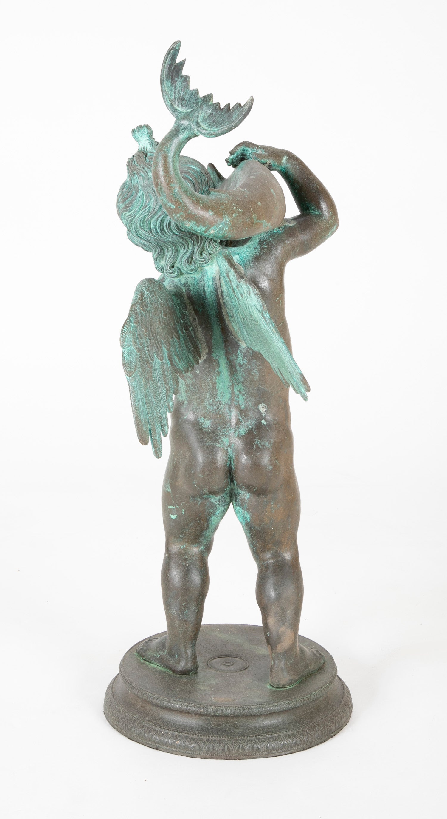 Bronze Fountain of a Putti Carrying a Dolphin