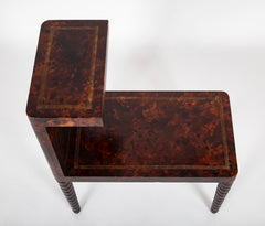 Tortoiseshell Leather Side Table by William Haines
