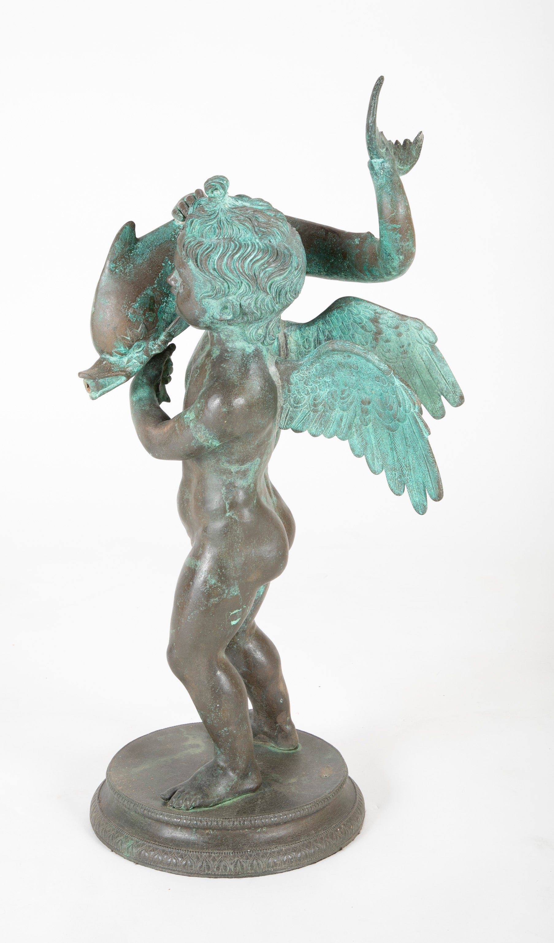 Bronze Fountain of a Putti Carrying a Dolphin
