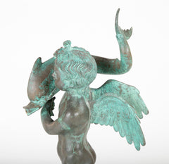 Bronze Fountain of a Putti Carrying a Dolphin