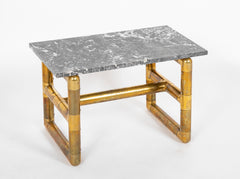 Vintage Brass Coffee Table with Stone Top