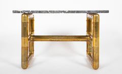 Vintage Brass Coffee Table with Stone Top