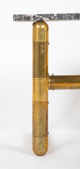 Vintage Brass Coffee Table with Stone Top