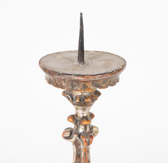 Pair of Hand Carved Altar Sticks in Silver Gilt Finish