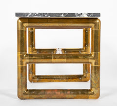 Vintage Brass Coffee Table with Stone Top
