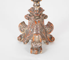 Pair of Hand Carved Altar Sticks in Silver Gilt Finish