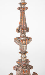 Pair of Hand Carved Altar Sticks in Silver Gilt Finish