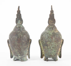 Pair of Early 19th Century Bronze Buddha Heads
