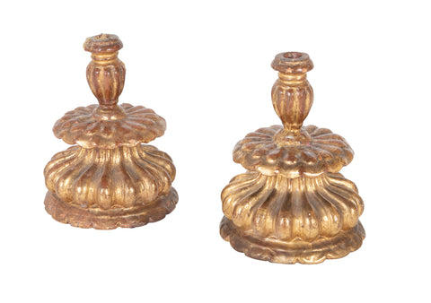 Pair of Late 19th Century Italian Gilded Terracotta Candlesticks