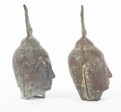 Pair of Early 19th Century Bronze Buddha Heads