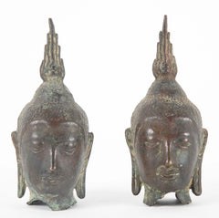 Pair of Early 19th Century Bronze Buddha Heads