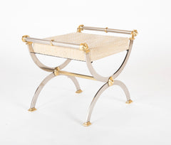 Maison Jansen Attributed Steel and Brass Bench