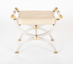 Maison Jansen Attributed Steel and Brass Bench