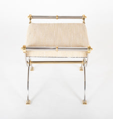 Maison Jansen Attributed Steel and Brass Bench