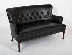 Fritz Henningsen Black Leather Sofa