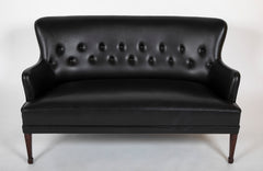 Fritz Henningsen Black Leather Sofa