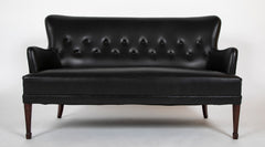 Fritz Henningsen Black Leather Sofa