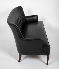 Fritz Henningsen Black Leather Sofa