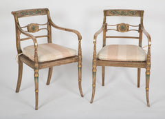 Pair of Early 19th Century English Regency Painted Armchairs